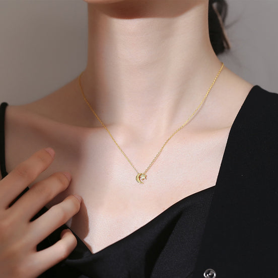 Collier lune étoile en argent 925