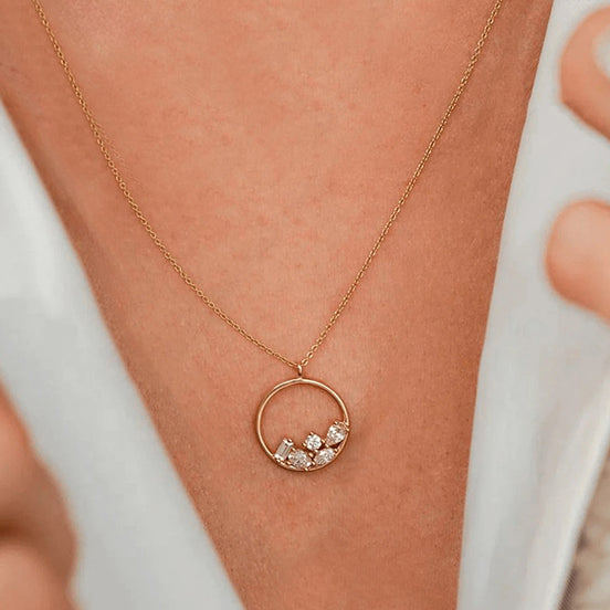 925 Sterling Silver and Zircon Gold-Plated Necklace