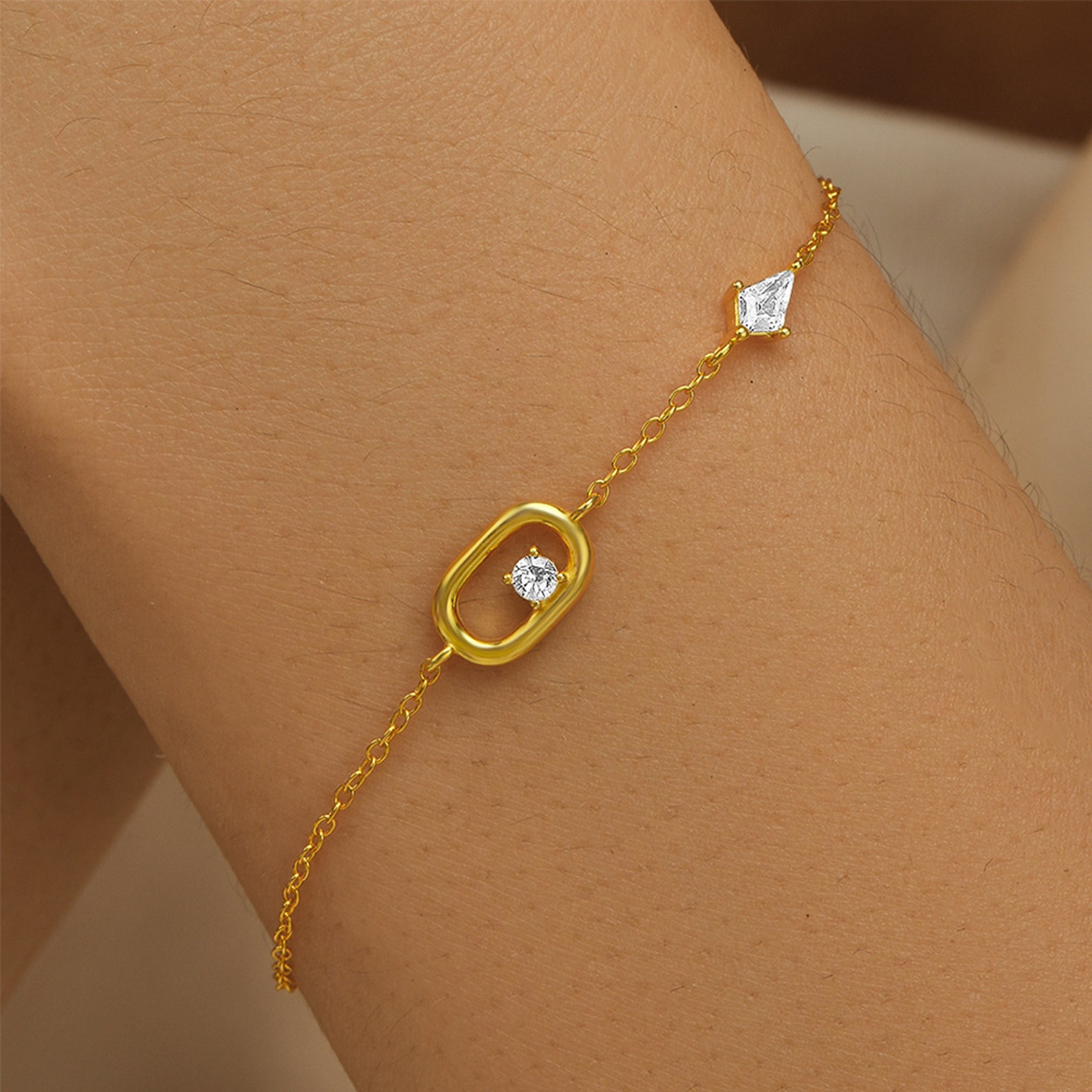 Bracelet en argent 925 et zircon plaqué or 18K