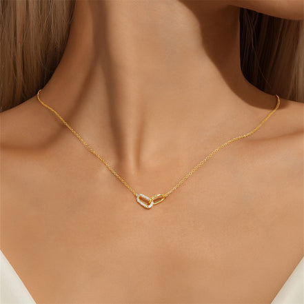 Ensemble bracelet et collier en argent 925 et zircon plaqué or 18K