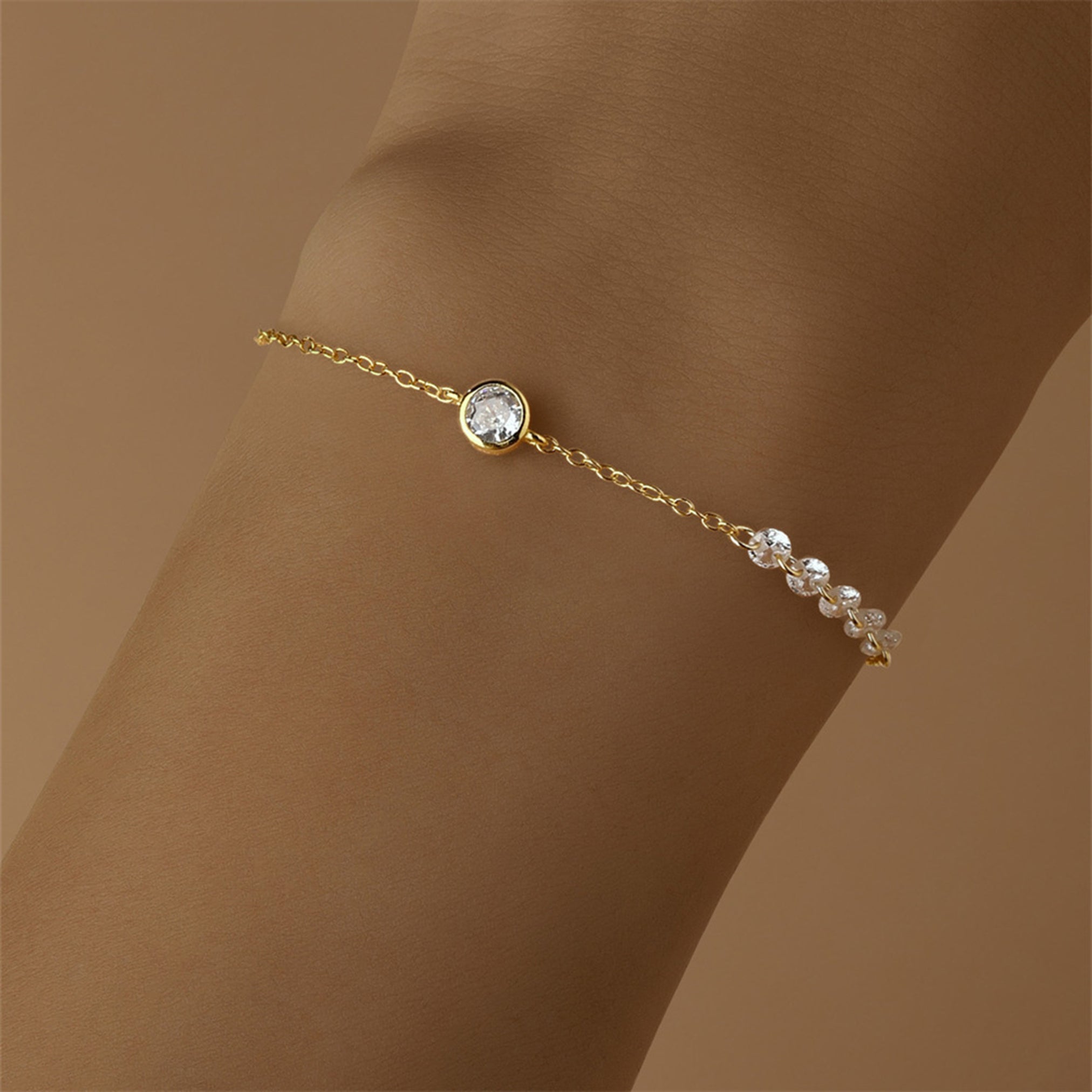Bracelet en argent 925 et zircon plaqué or 18K